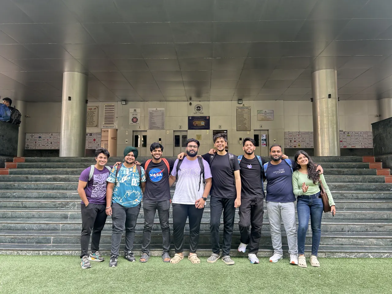 Aditya with his engineering group on the last day of college